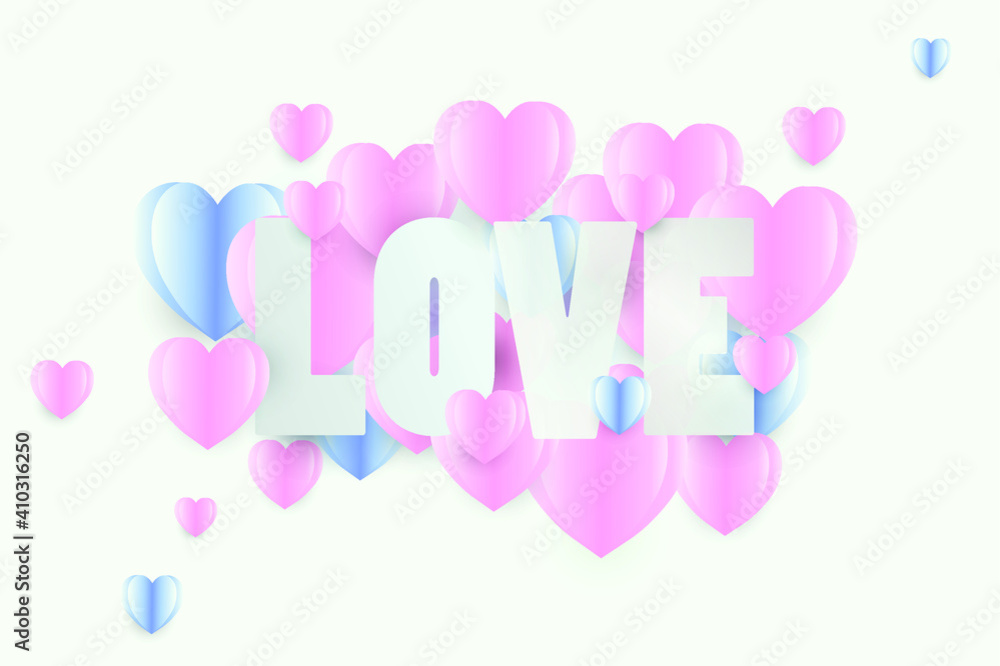 Valentine's day concept background. Vector illustration. red and pink paper hearts with white square frame. Cute love sale banner or greeting card Valentine's day concept background. Vector illustration. red and pink paper hearts with white square frame. Cute love sale banner or greeting card