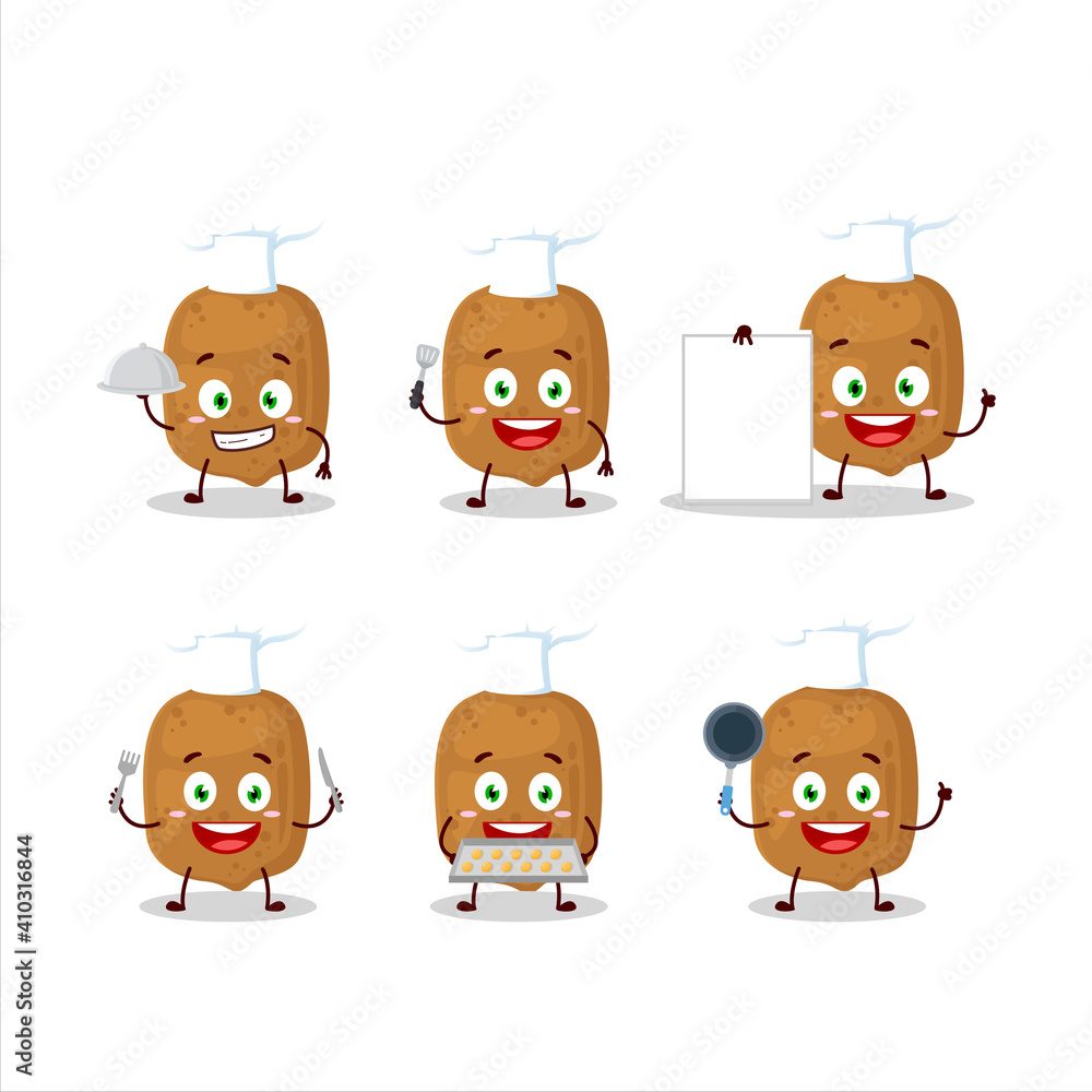 Cartoon character of cupuacu with various chef emoticons Cartoon character of cupuacu with various chef emoticons
