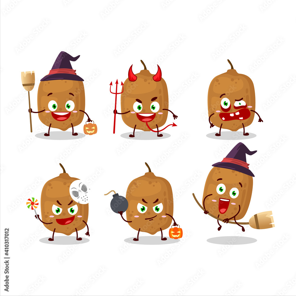 Halloween expression emoticons with cartoon character of cupuacu Halloween expression emoticons with cartoon character of cupuacu