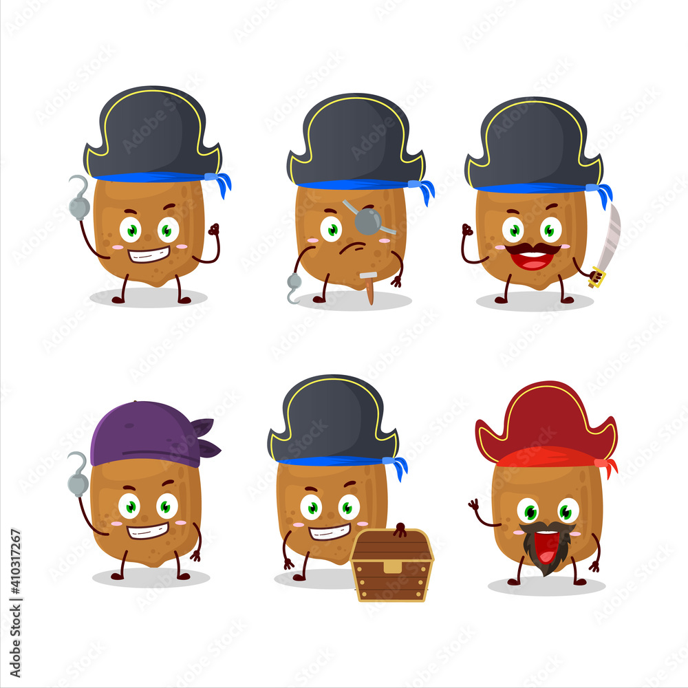 Cartoon character of cupuacu with various pirates emoticons Cartoon character of cupuacu with various pirates emoticons