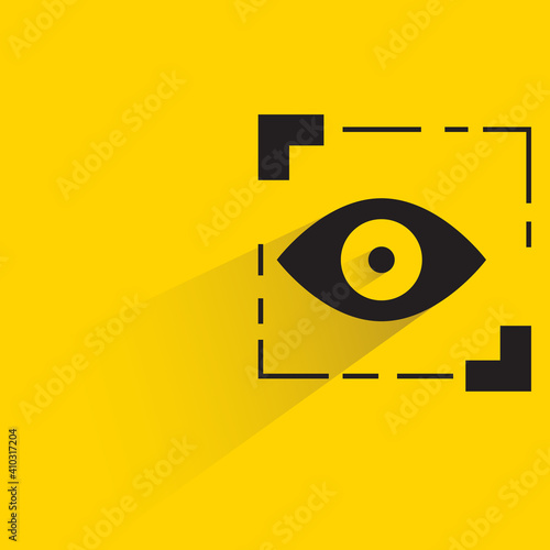 eye scanner drop shadow on yellow background