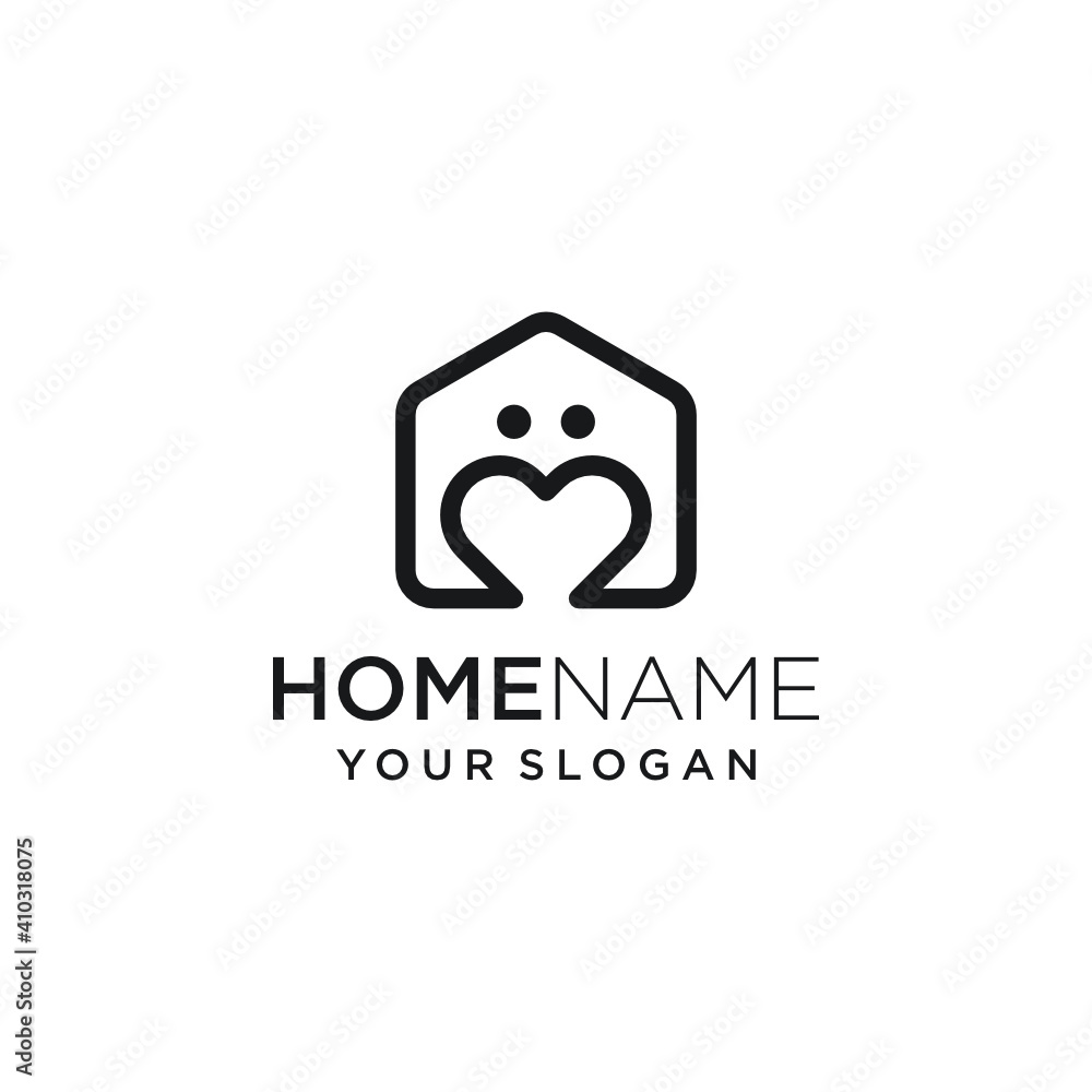 Abstract home and love logo design. Simple, minimalist, clean and modern concept. Abstract home and love logo design. Simple, minimalist, clean and modern concept.
