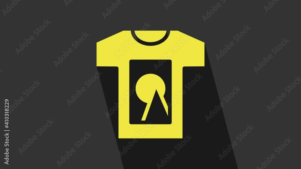 Yellow T-shirt icon isolated on grey background. 4K Video motion graphic animation Yellow T-shirt icon isolated on grey background. 4K Video motion graphic animation