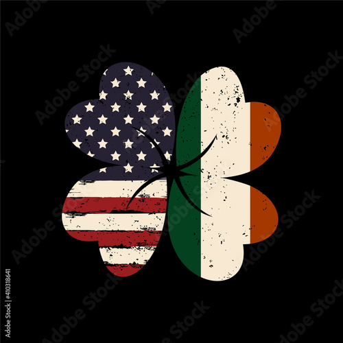 Irish and American Flag vector illustration