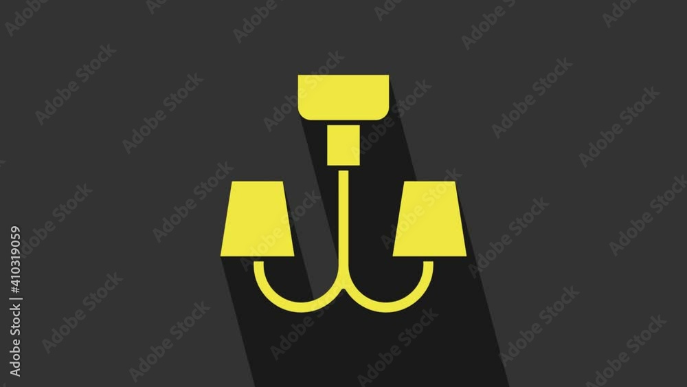 Yellow Chandelier icon isolated on grey background. 4K Video motion graphic animation Yellow Chandelier icon isolated on grey background. 4K Video motion graphic animation