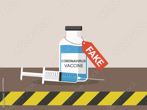 fake coronavirus vaccine flat illustration