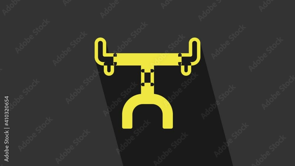 Yellow Bicycle handlebar icon isolated on grey background. 4K Video motion graphic animation Yellow Bicycle handlebar icon isolated on grey background. 4K Video motion graphic animation