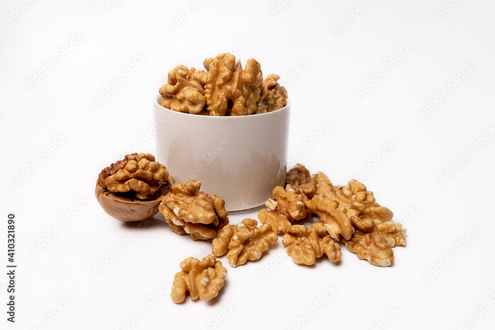 Walnut without shell isolated on white background Walnut without shell isolated on white background