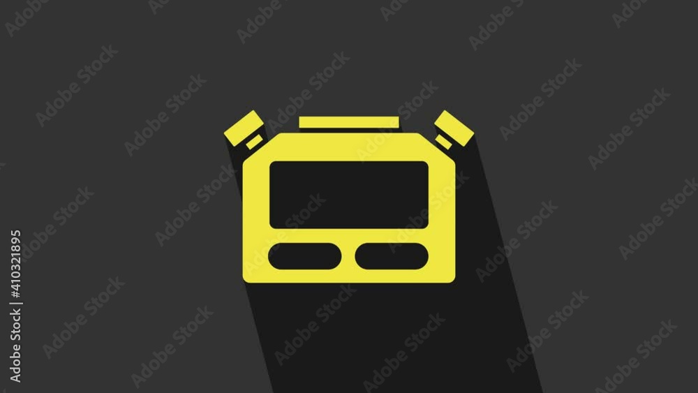 Yellow Stopwatch icon isolated on grey background. Time timer sign. Chronometer sign. 4K Video motion graphic animation Yellow Stopwatch icon isolated on grey background. Time timer sign. Chronometer sign. 4K Video motion graphic animation