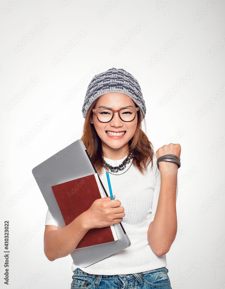 Middle-aged Asian women standing smiling with a happy mood. Middle-aged Asian women standing smiling with a happy mood.