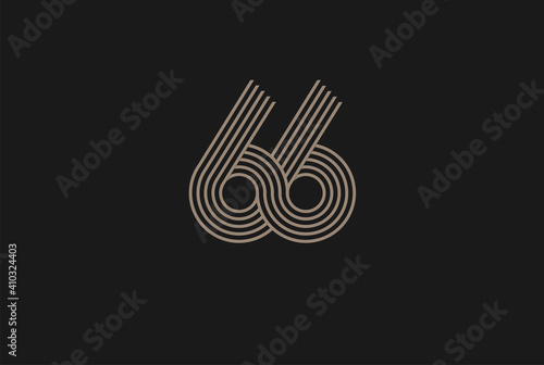Number 66 Logo, Monogram Number 66 logo multi line style, usable for anniversary and business logos, flat design logo template, vector illustration photo