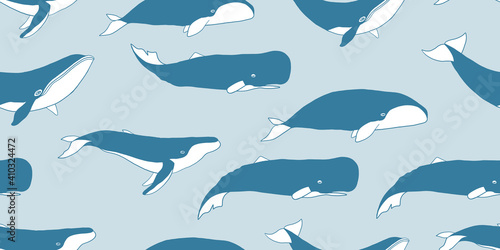 Wild Whales. Seamless Pattern for your design