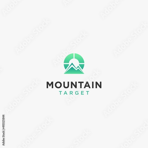 Mountain with shoot target logo