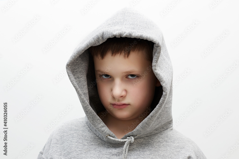 little boy in hood. stylish teenager boy little boy in hood. stylish teenager boy