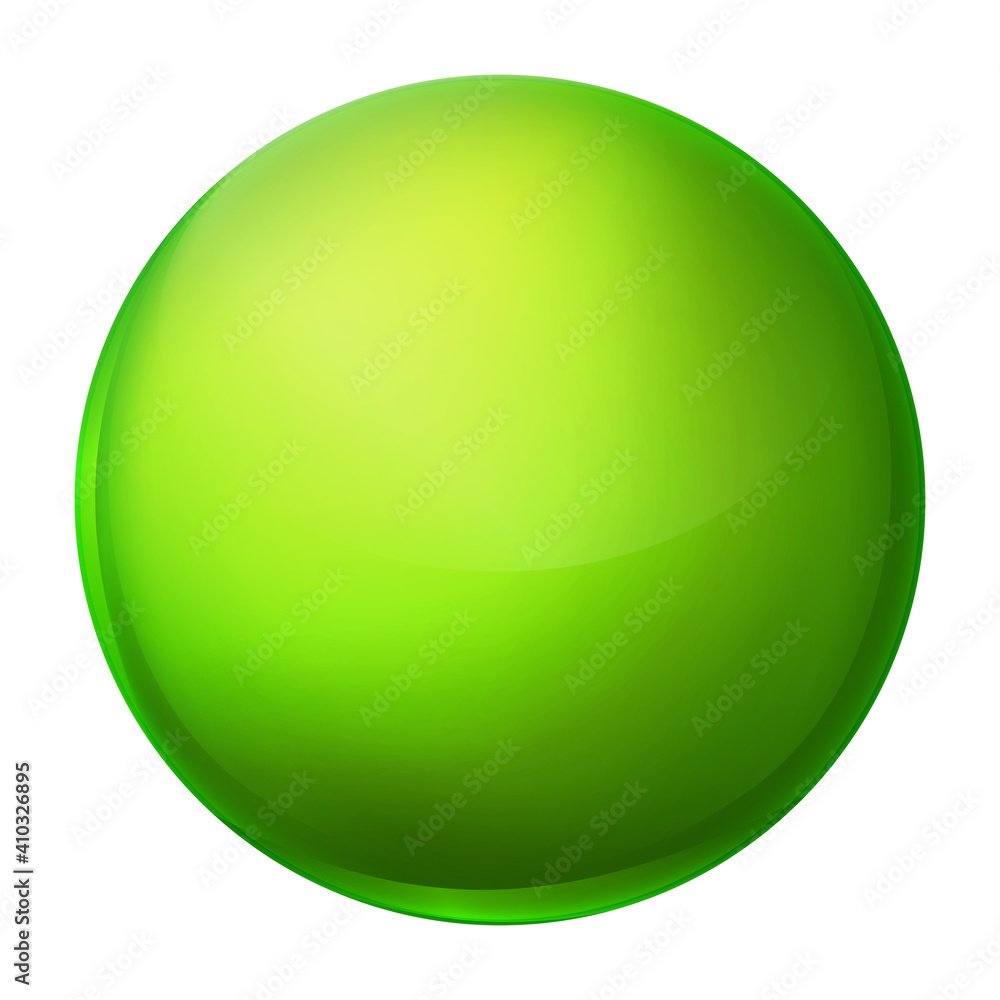 Glass green ball or precious pearl. Glossy realistic ball, 3D abstract vector illustration highlighted on a white background. Big metal bubble with shadow. Glass green ball or precious pearl. Glossy realistic ball, 3D abstract vector illustration highlighted on a white background. Big metal bubble with shadow.