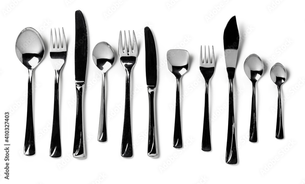 Set of silverware isolated on white background Set of silverware isolated on white background