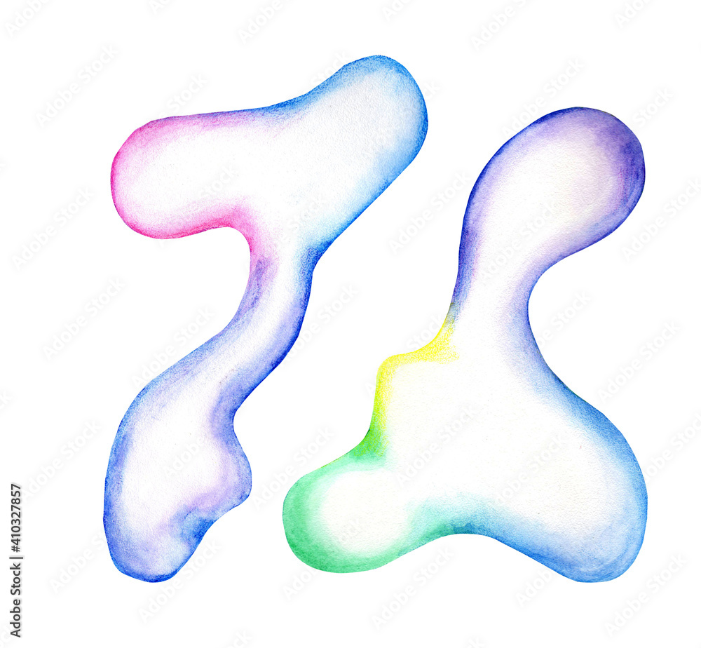 Fototapeta premium Abstract watercolor illustration. Liquid colorful shapes in rainbow colors