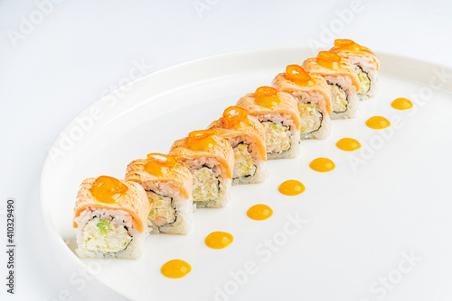 sushi set on the white plate photo