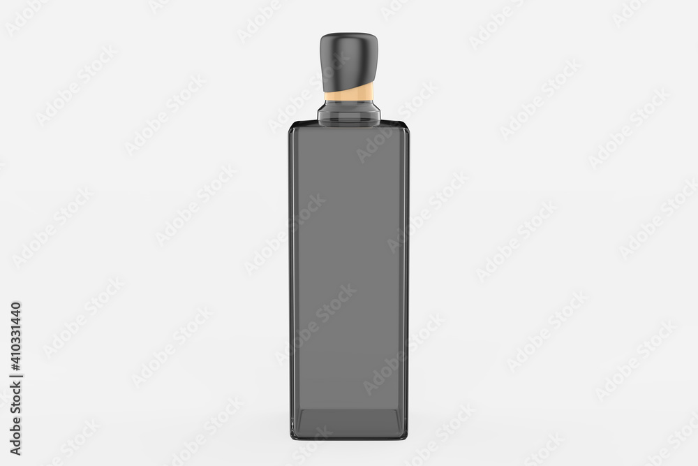 square cosmetic bottle with black plain screw lid for beauty or healthy product. Isolated on white background. Ready to use for package design. 3d illustration square cosmetic bottle with black plain screw lid for beauty or healthy product. Isolated on white background. Ready to use for package design. 3d illustration