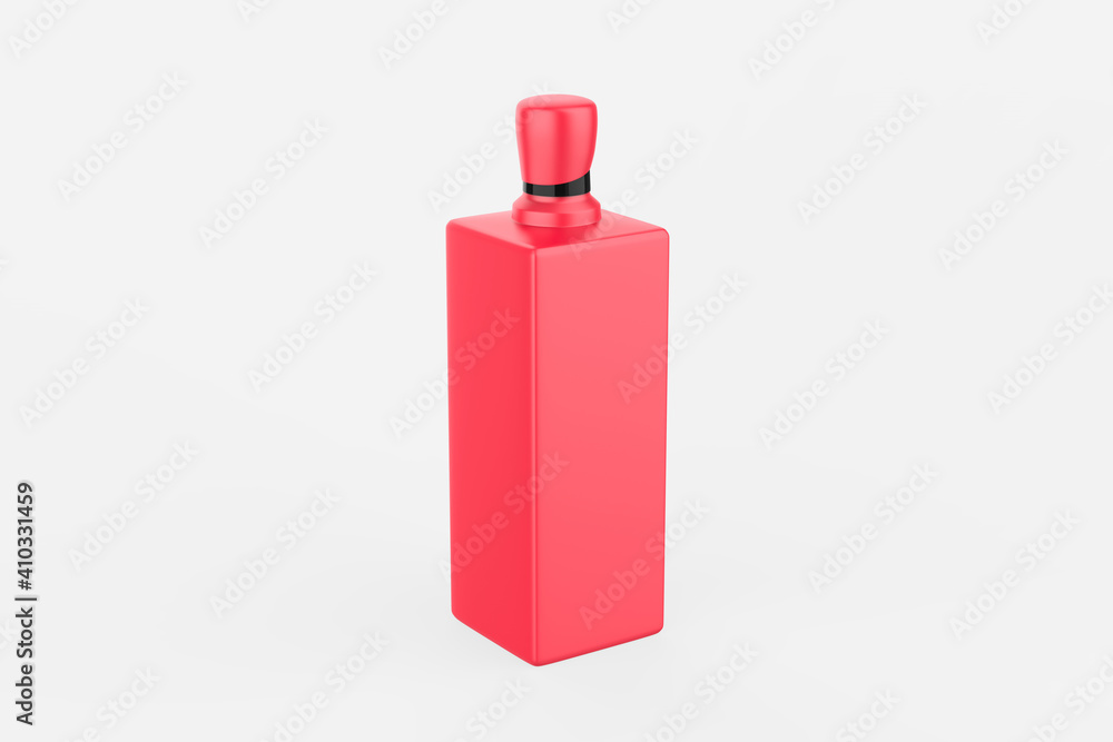 square cosmetic bottle with black plain screw lid for beauty or healthy product. Isolated on white background. Ready to use for package design. 3d illustration square cosmetic bottle with black plain screw lid for beauty or healthy product. Isolated on white background. Ready to use for package design. 3d illustration