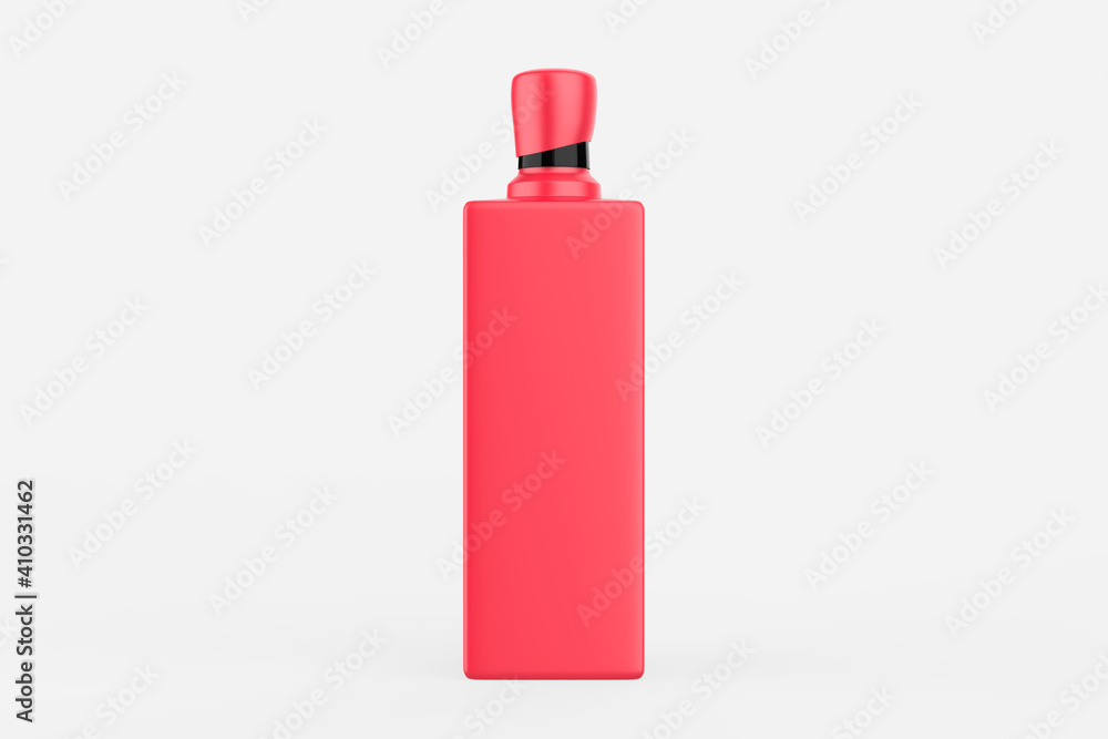 Obraz premium square cosmetic bottle with black plain screw lid for beauty or healthy product. Isolated on white background. Ready to use for package design. 3d illustration