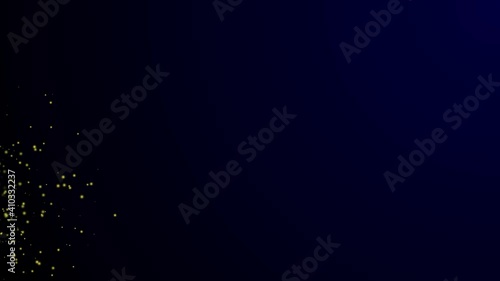 Abstract motion background shining yellow stars and shiny particles to be played in 4k loop that is shining and shimmering with glitter particles With Bokeh waves on a dark blue background photo