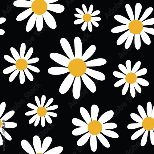 Stampa su tela Spring daisies floral retro pattern
