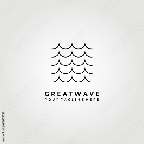 ocean wave logo vector illustration design, great and small wave