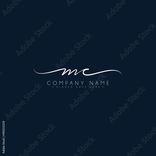 Initial Letter MC Logo - Handwritten Signature Logo photo