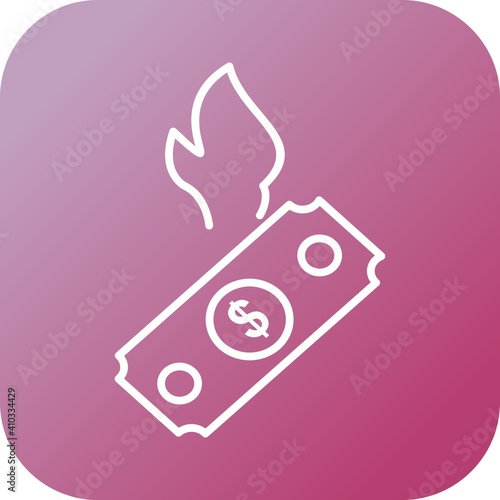 Unique Dollar On Fire Line Vector Icon
