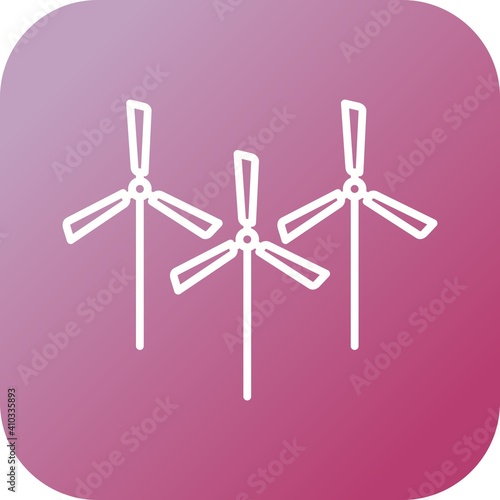 Unique Multiple Windmills Vector Line Icon