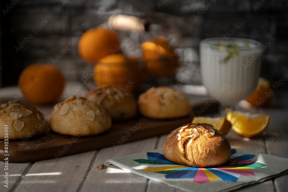 home baking:  sweet almond buns