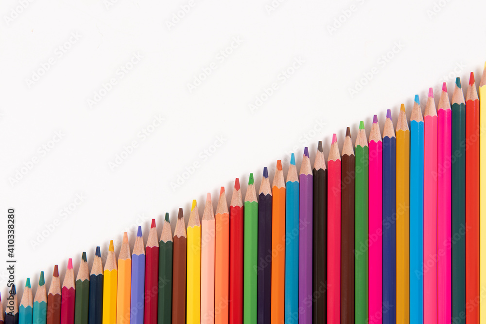 Color pencils array isolated on white background Color pencils array isolated on white background