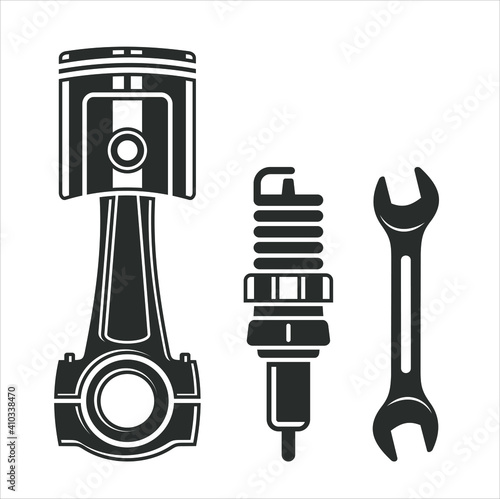 set of tools for repair, sparepart icon collections for auto service.