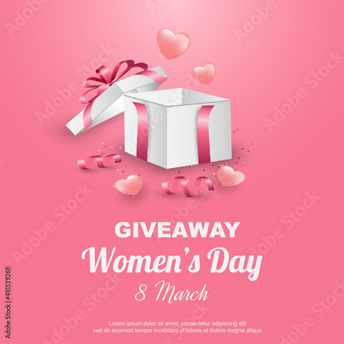 Women's day giveaway with open gift box