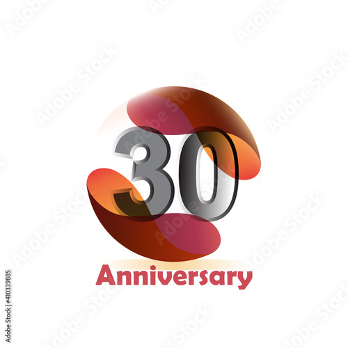 30 year anniversary Circle Simple  abstract logo years  jubilee  greeting card. Birthday invitation sign. colors space vector illustration on white background circle style - Vector