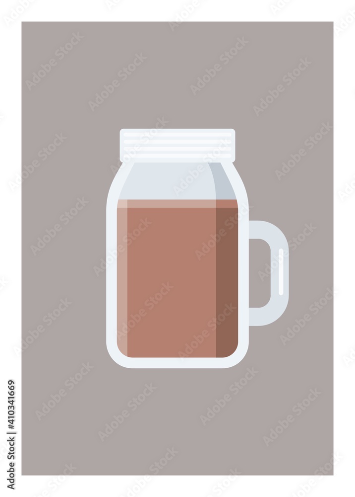 Chocolate drink in a glass jar. Simple flat illustration Chocolate drink in a glass jar. Simple flat illustration
