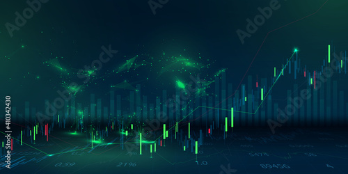 stock market, economic graph with diagrams, business and financial concepts and reports, abstract technology communication concept vector background