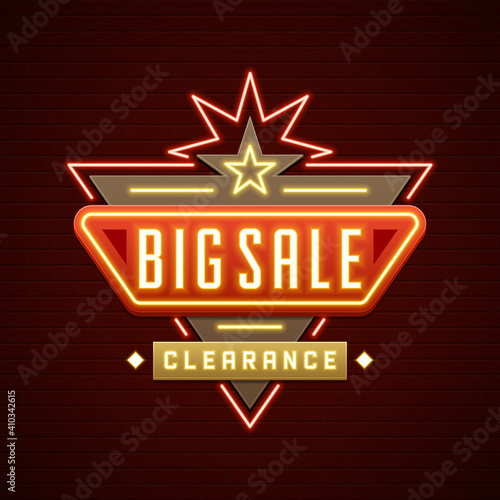 Retro showtime sign design wit sale message