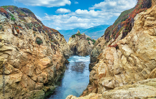 California nature - landscape, beautiful cove with rocks on the seaside in Garrapata State Park. County Monterey, California, USA