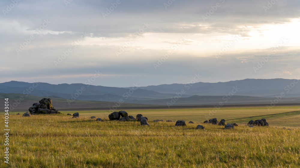 Stones Formations Sunset Orkhon Mongolia Stones Formations Sunset Orkhon Mongolia