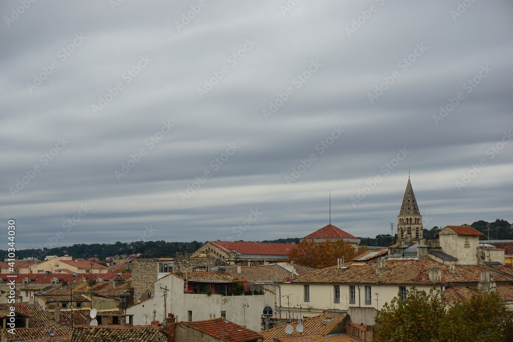 the view from the roof of the Musee de la Romanite in Nimes, Occitanie, France, November