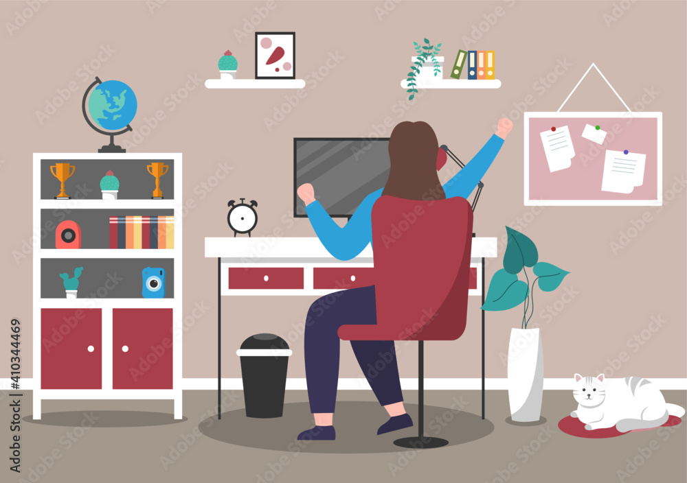 Vector Illustration People During Quarantine from coronavirus Works on Laptops and Computers at Home or Workplace .Remotely. Flat Style Design Vector Illustration People During Quarantine from coronavirus Works on Laptops and Computers at Home or Workplace .Remotely. Flat Style Design