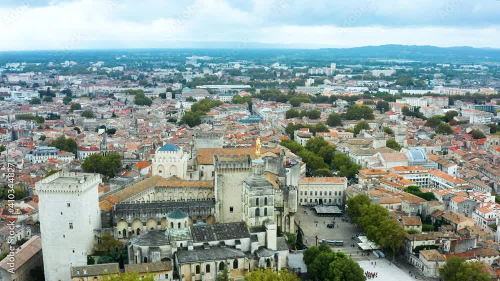 Flgiht over the Papal Palace in Avignon, France Flgiht over the Papal Palace in Avignon, France