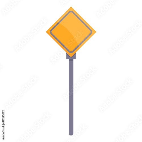Highway construction priority sign icon. Cartoon of Highway construction priority sign vector icon for web design isolated on white background