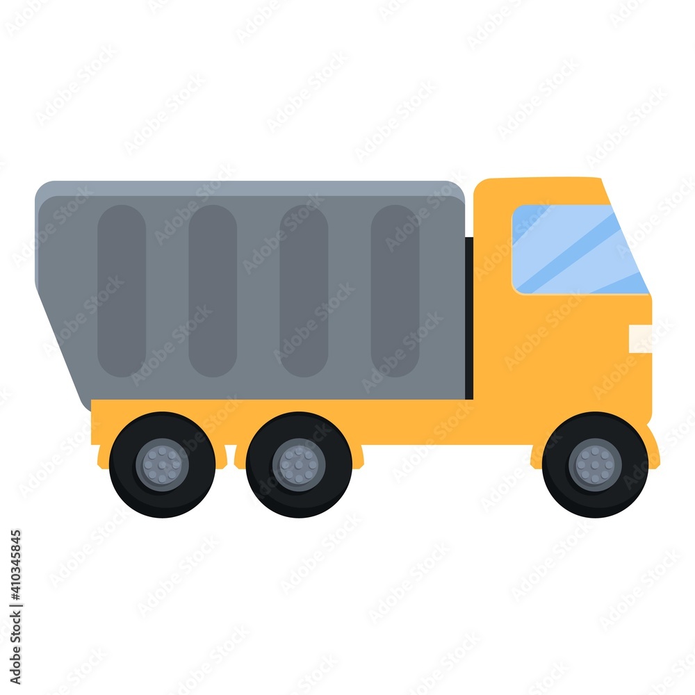 Construction road truck icon. Cartoon of construction road truck vector icon for web design isolated on white background Construction road truck icon. Cartoon of construction road truck vector icon for web design isolated on white background