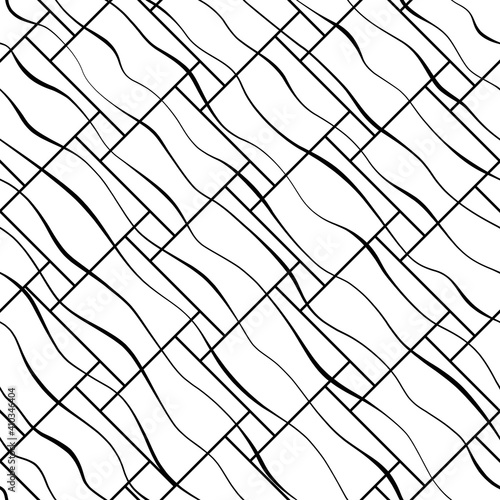 Abstract diagonal lines. Seamless pattern line. Monochrome geometric design for prints. Repeated modern stylish texture. Black and white background. Repeating simple linear waves. Vector illustration