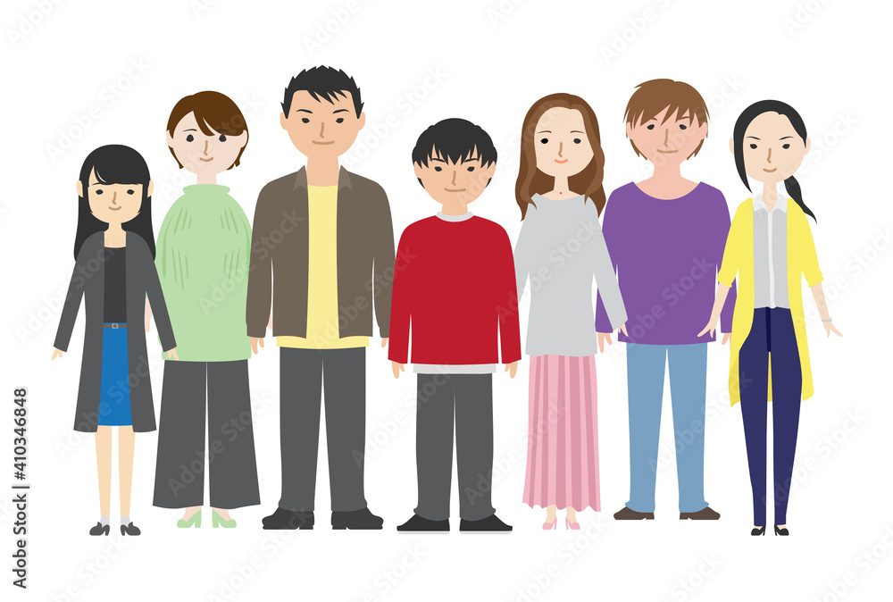 並んで立っている青年男女たち 並んで立っている青年男女たち