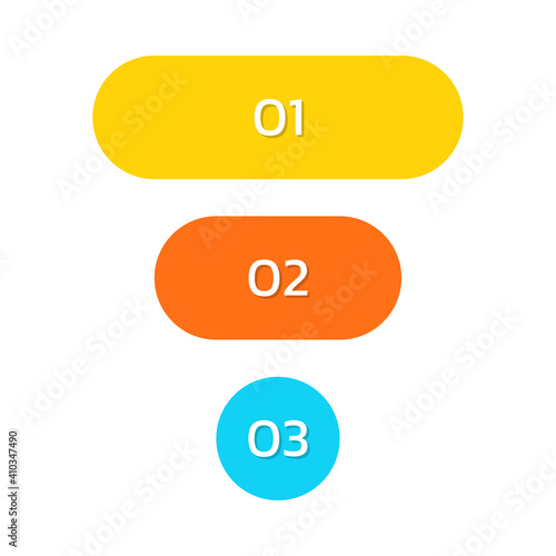 Funnel pyramid design for sales conversion. Marketing cone. Modern business diagram or chart template with 3 steps. Vector illustration.