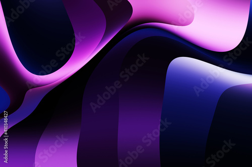 Fluid abstract background with colorful gradient. 2D illustration of modern movement.